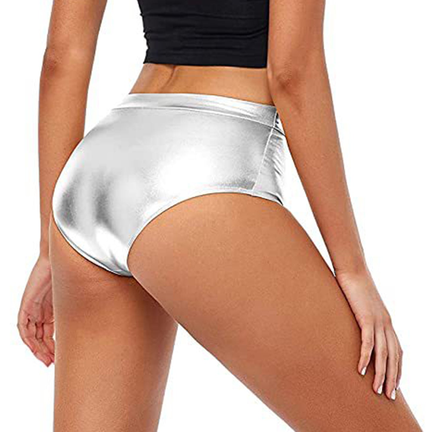 Sexy Rave Dance Costume Women's Metallic Shiny Booty Shorts Skinny Panties Hot Short Pants for Carnival Club Party Bottoms