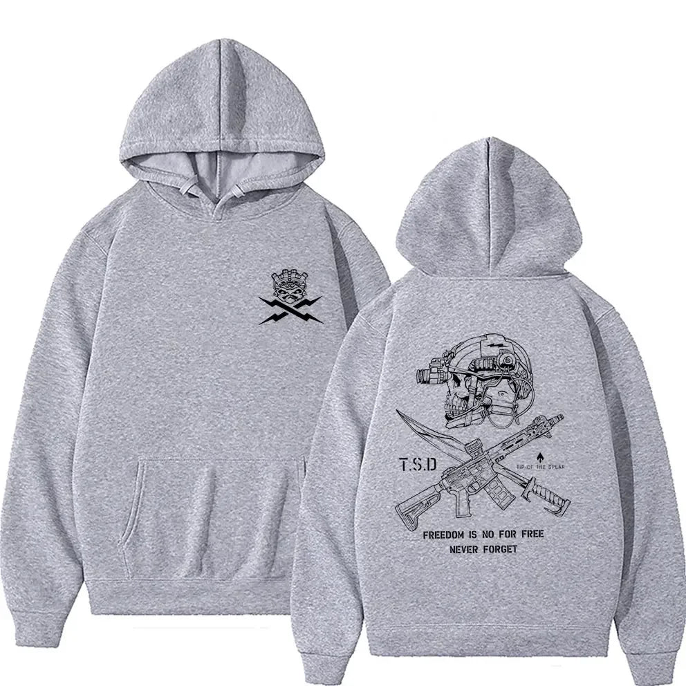 2025 Cool Sparta X-ray Tactical Skull Print Men Women Hooded Sweatshirt Autumn Winter Daily Outdoor Casual Loose Warm Sportswear BAZAARHUBO