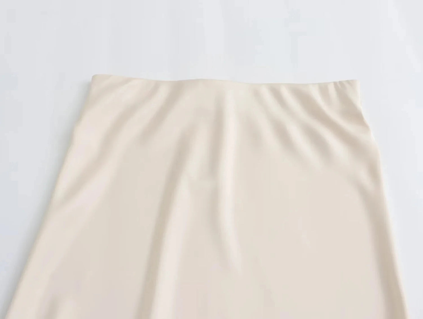 HH Women Fashion Vintage Solid Skirt Satin Slim Elastic Waist Midi Skirts Office Lady Wear Elegant Woman Chic Mermaid Skirt