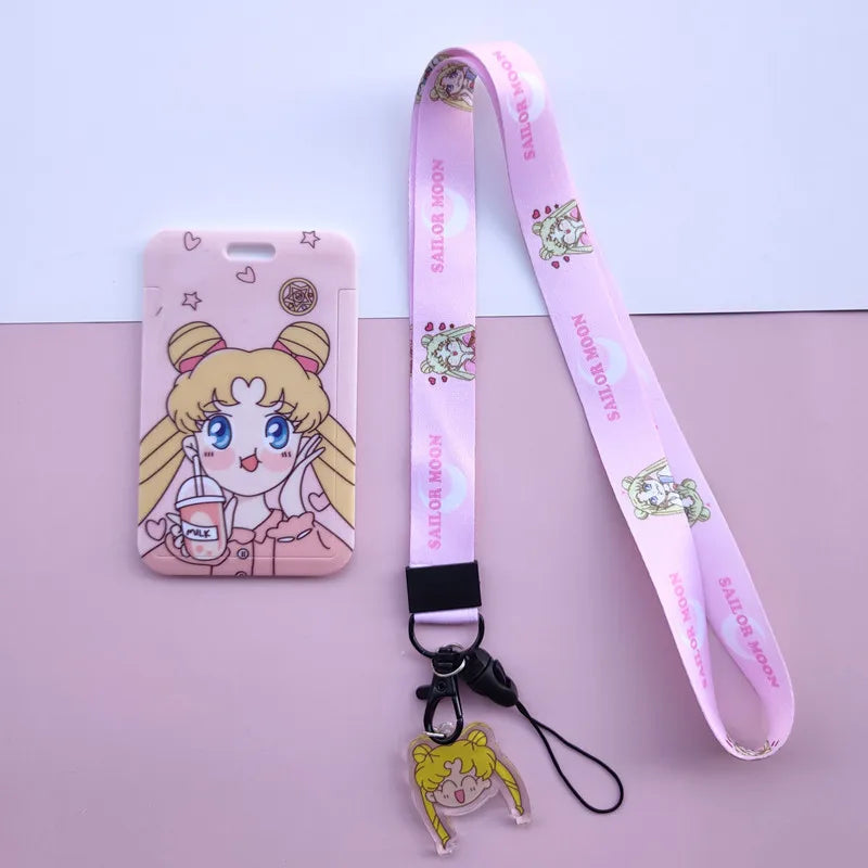 New Cartoon Girls Anime Lanyard Credit Card ID Holder Bag Student Women Travel Bank Bus Business Card Cover Badge