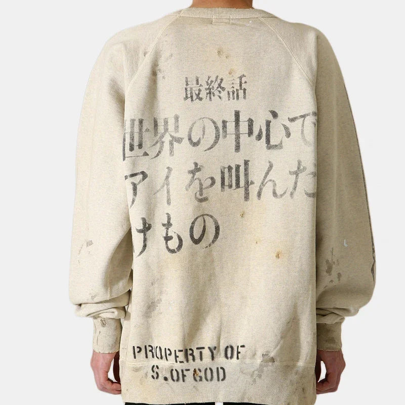 Real Photo Portrait Graffiti Print Saint Hoodie Wash Do Old Destroy Loose Pullover Casual Women Men Sweatshirt