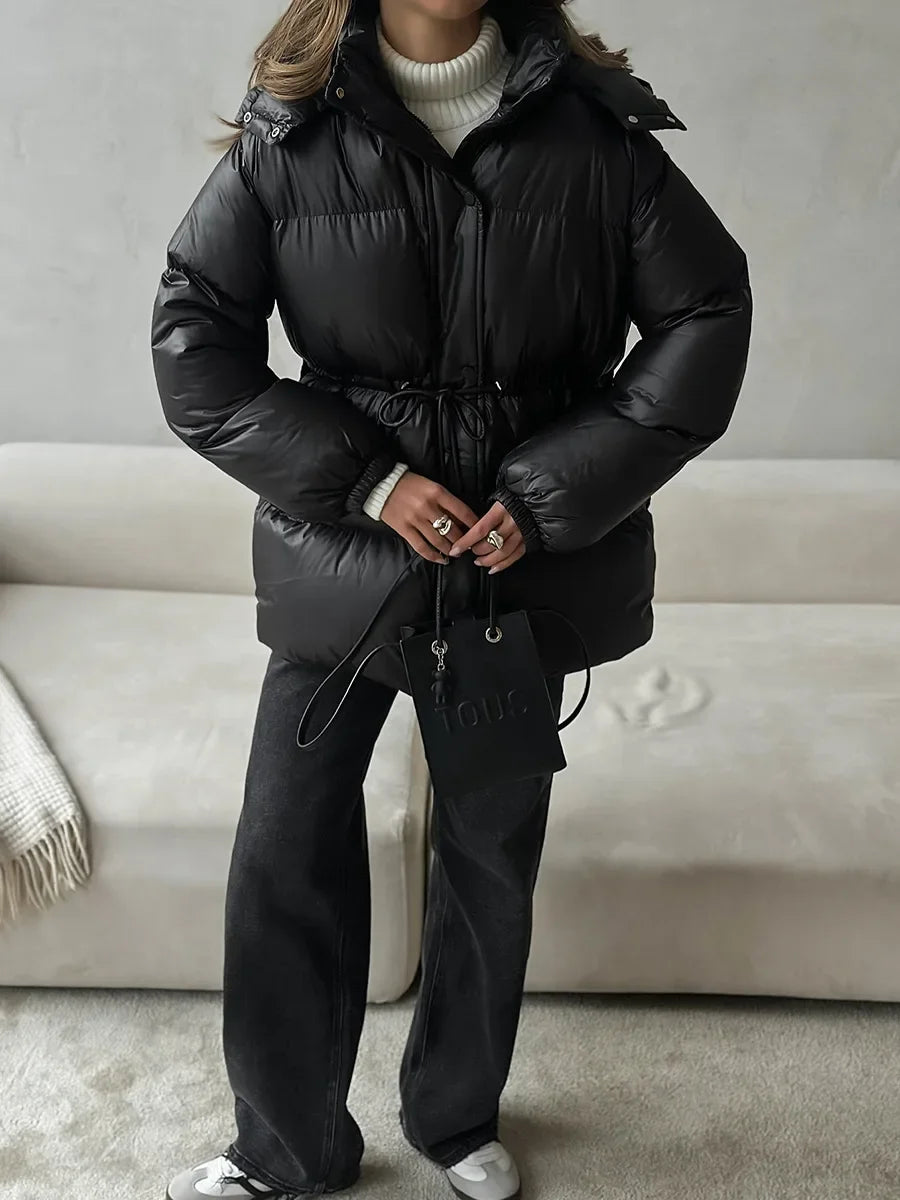 Wolfeel Drawstring Slim Fit Womens Winter Jacket Polyester Coat Warm