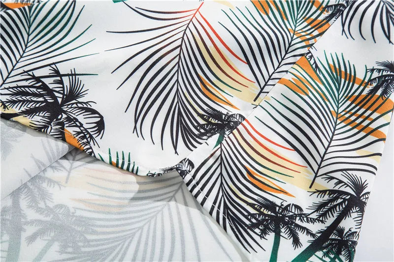 Men's Hawaiian Polyester Summer Short Sleeve Shirt Tropical Leaf 3D Pattern Printing Beach Male Shirts Casual Blouse For Men