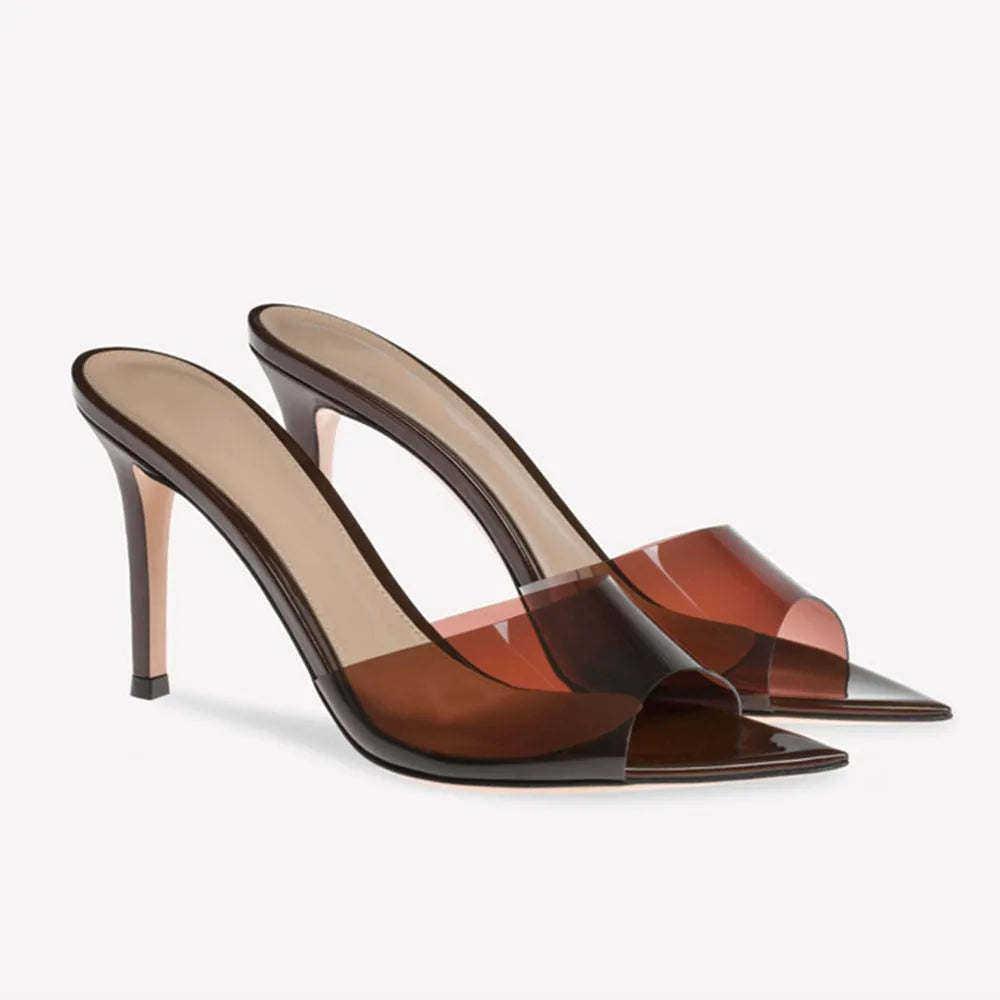 2026 Peep Toe Sexy Summer Women's Mules Pump Sandals Elegant Chic Super Thin High Heels Office Lady Party Shoes Slipper Sandals