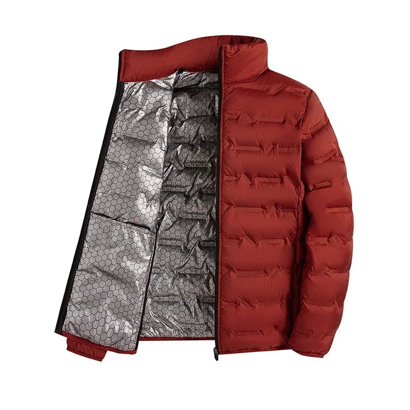 CHUJIE Winter white down jacket men's graphene self heating windproof pleated down jacket stand collar casual warm down jacket