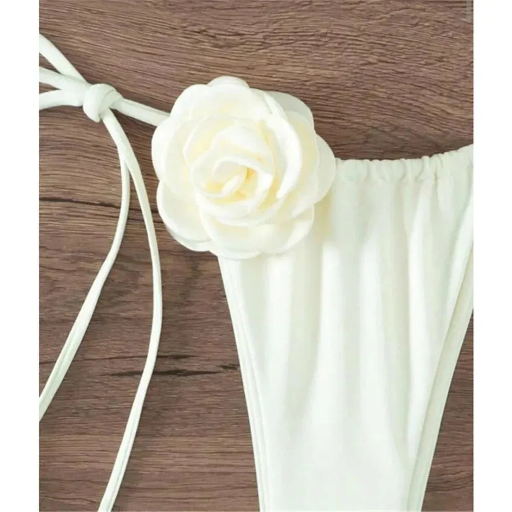 Sexy Rose Flower Bikini Beachwear  Swimwear Thong Bikini Women Swimsuits Swimming Bathing  Brazilian Bikinis Set Mujer Biquini