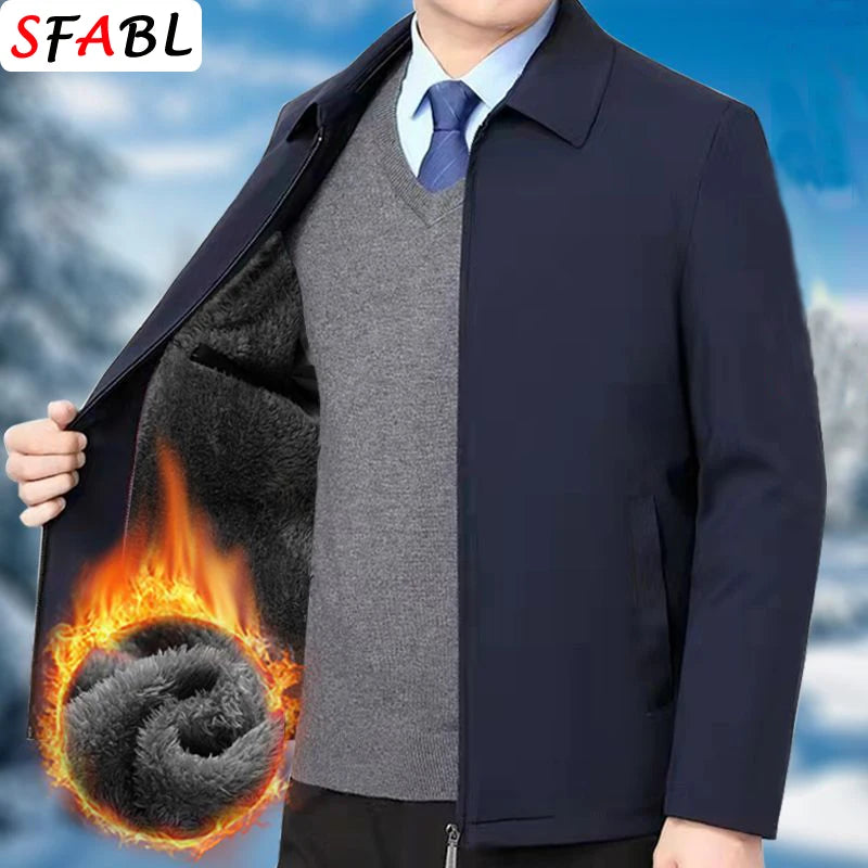 Luxury Thicken Padded Blazers for Men Social Jackets Men's Winter Jacket Windbreak Fleece Lining Business Office Dress Coat XXXL