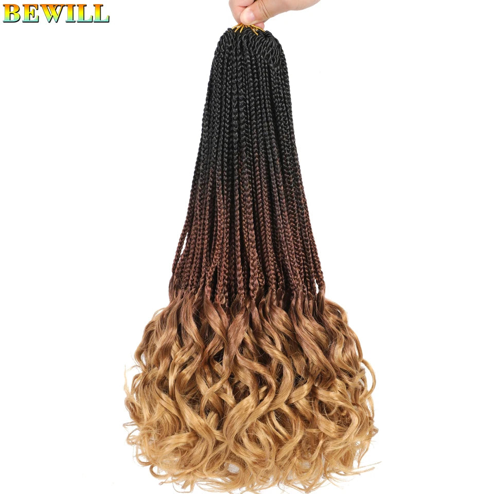 14 18 24 Inch French Curl Crochet Braids Boho Goddess French Curl Box Braids Crochet Hair Synthetic French Curly Braiding Hair