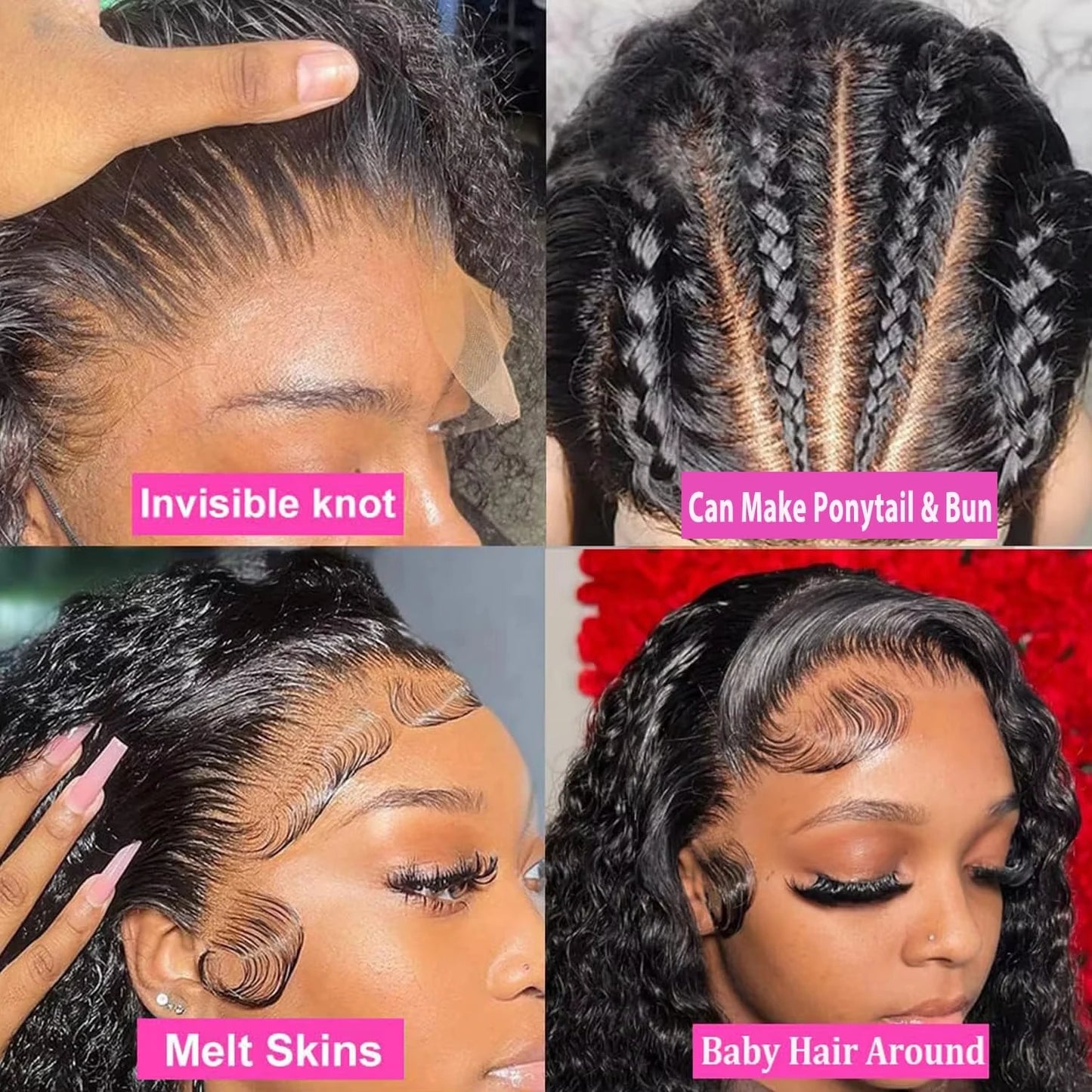 360 HD Full Lace Front Wigs Curly Wig Human Hair Pre Plucked Deep Wave Invisible Strap Wig 13x4 13x6 HD Lace Frontal Wig