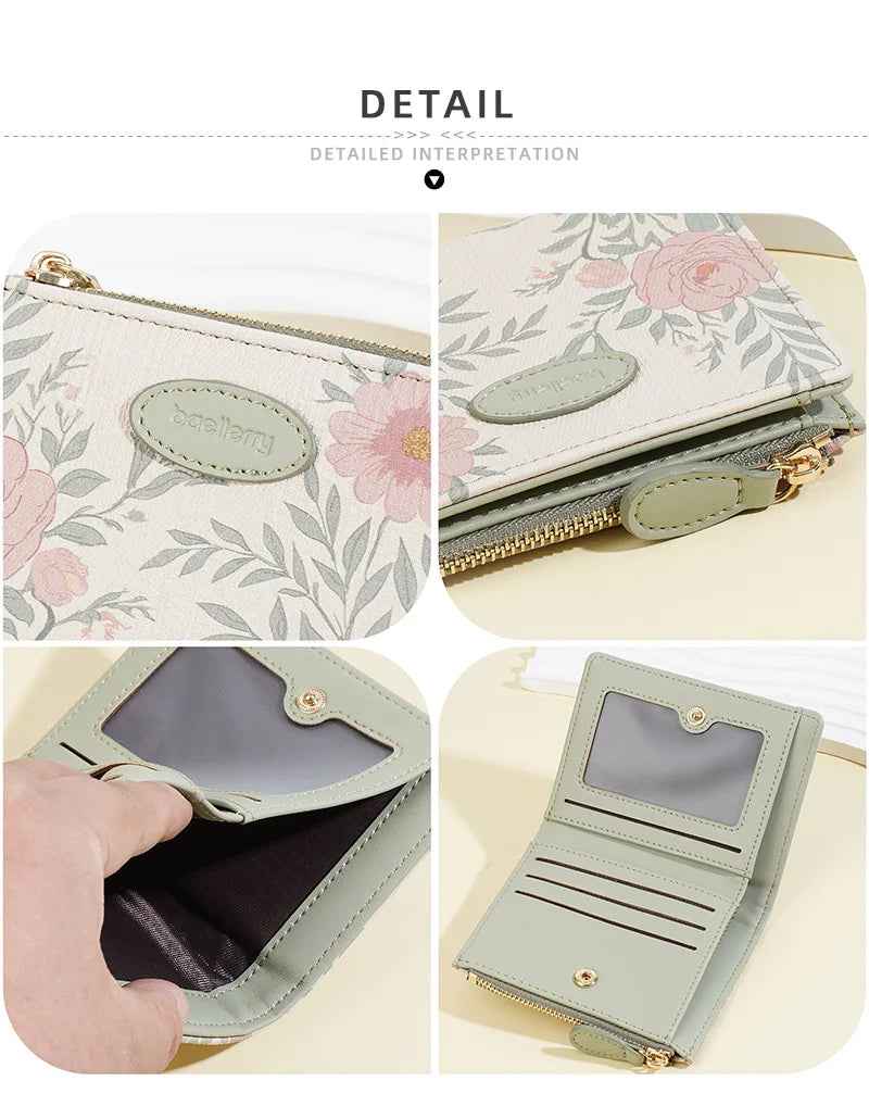 Baellerry Cute Cartoon Girl Wallet PU Leather Card Holder Coin Purse Photo Album for Students Birthday Gift for Daughters