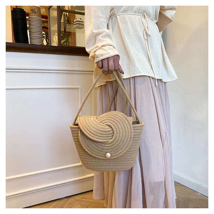 Popular Hand-woven Bags for 2025 Summer, Versatile Single-shoulder Crossbody Bags, Ins Beach Vacation Bags