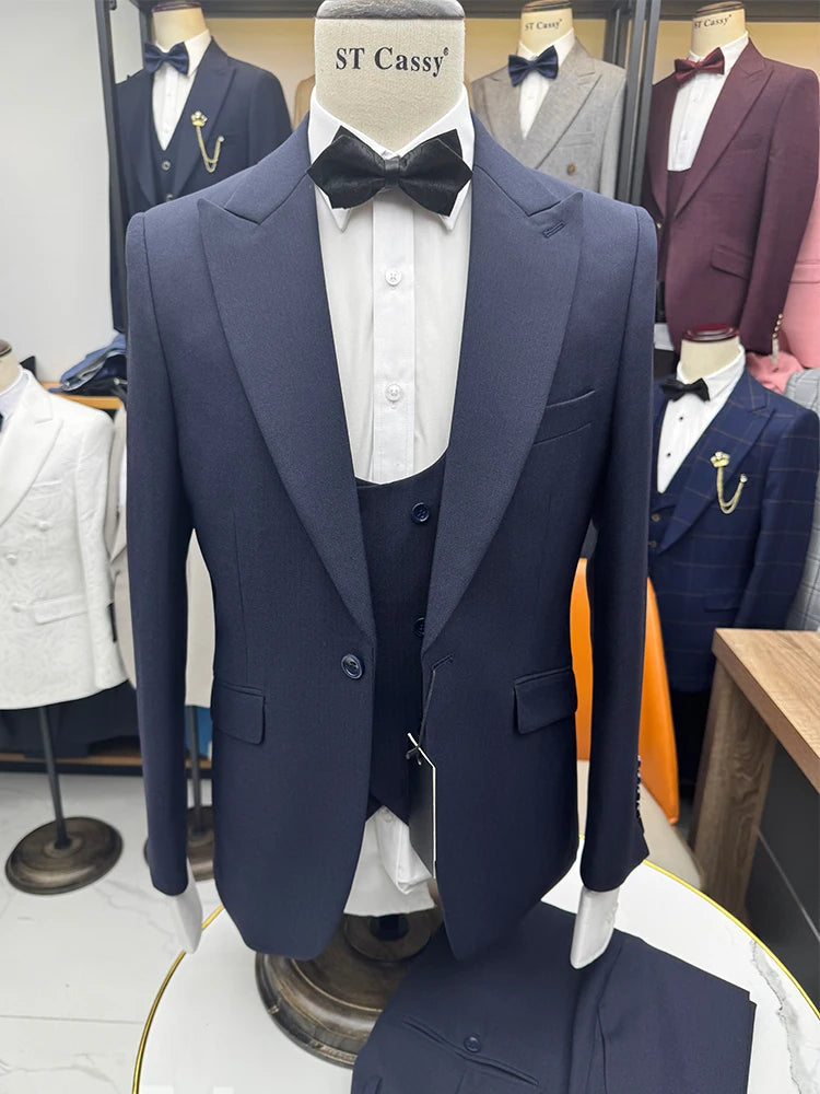 Turkish style man Suit 3 Piece set Jacket+vest+Pants Slim Fit Formal Office aLeisure Banquet Groomsman Set Groom's Wedding Dress