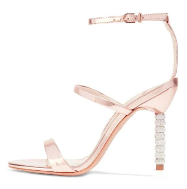 Red Silk Thin Straps Silver Frosting Beads Heels Sandals Wedding High Heels Cutout Open Toe Metal Beading Heels Banquet Shoes