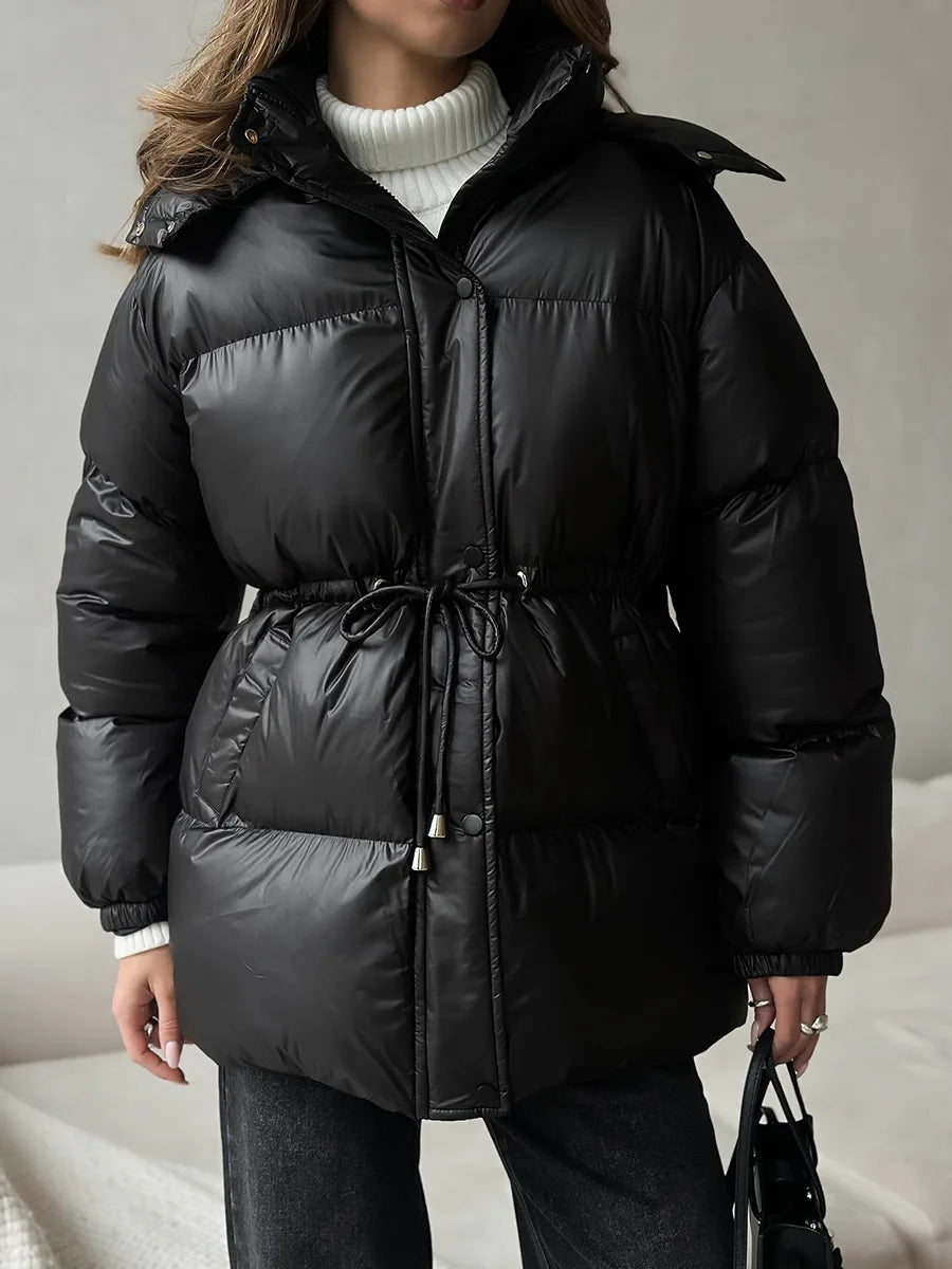 Wolfeel Drawstring Slim Fit Womens Winter Jacket Polyester Coat Warm