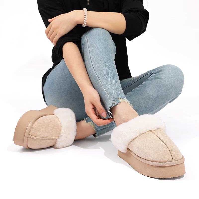 Smile Winter Fluffy Women Fuzzy Slippers Warm Short Plush Non-slip Cozy Soft Cotton Slippers  Indoor Fleece Lined Fur Slippers