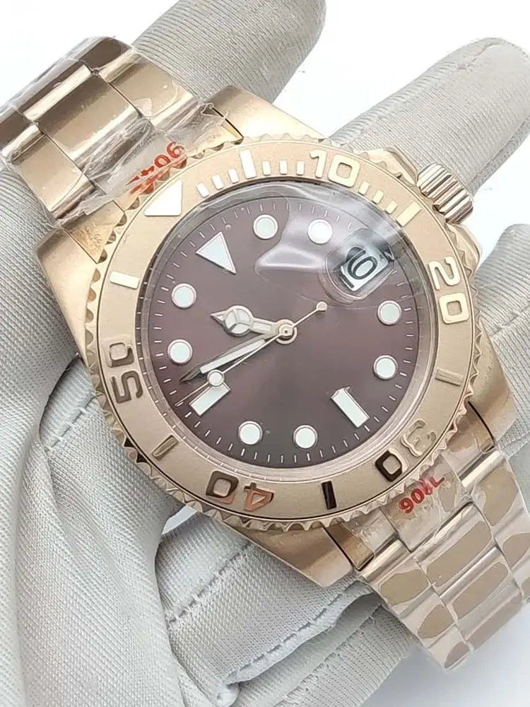 40mm Luxury Rose Gold Men's Watch Sapphire Perspective Back Automatic Watch Mechanical Gold Watch NH35 Stainless Steel Sport