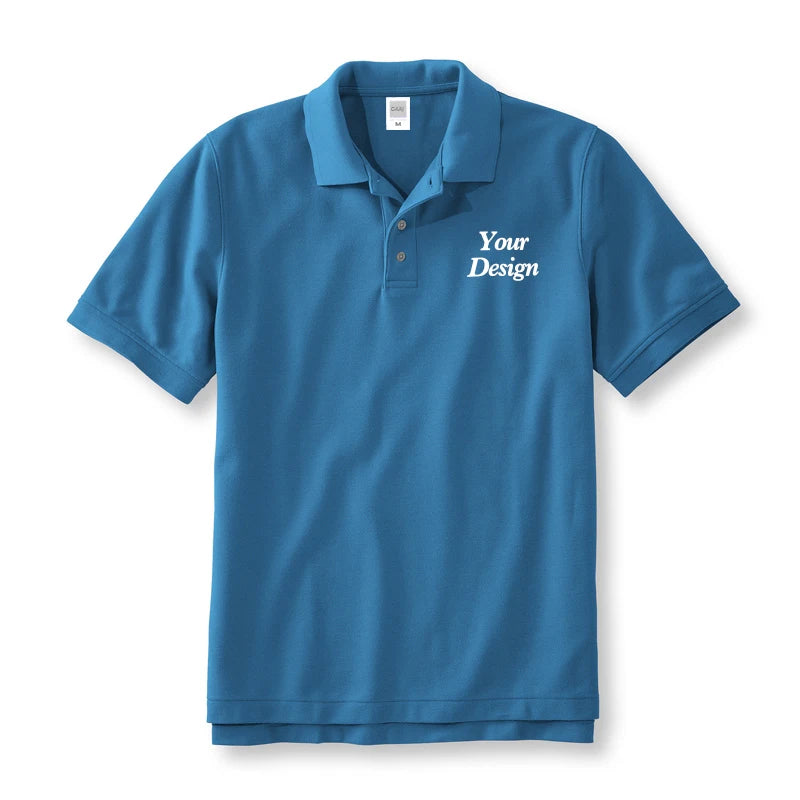Quality Custom Polo 100% Cotton Print Your Brand Design Logo Company Group Team Slogan Text PoloShirt Work Wear Uniform 230gsm