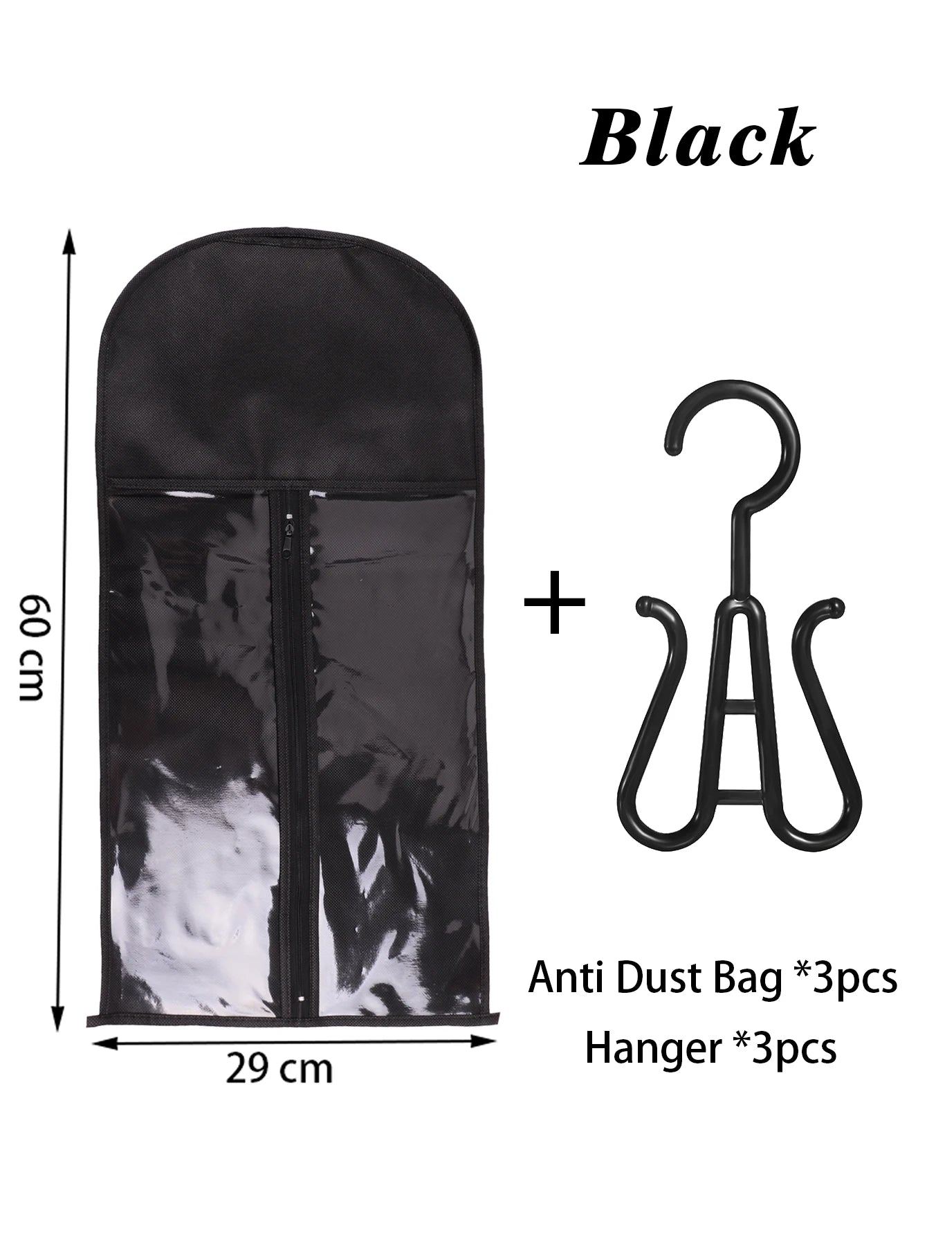 3Set Wig Storage Bag With Hanger Hair Bags With Plastic Hanger For Virgin Hair Black Wig Organizer Hangers For Multiple Wigs New