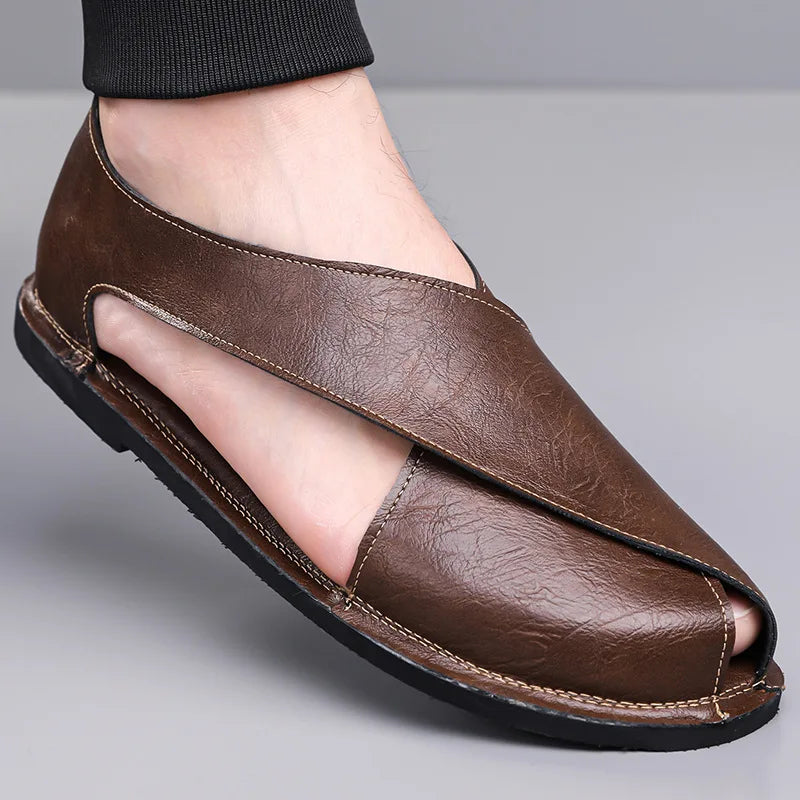 Italian Leather Sandals for Men Summer Sandals Men Casual Shoes Black Fashion Gladiator Sandals for Men Designer Shoes Zapatos
