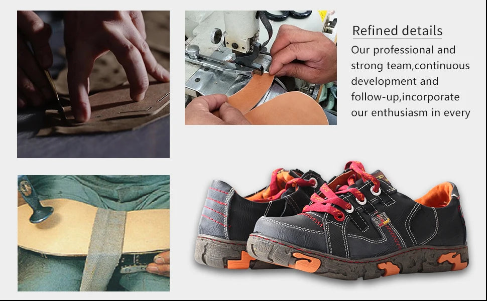 Genuine Leather Women's Flat Sneaker Shoes for Outdoor