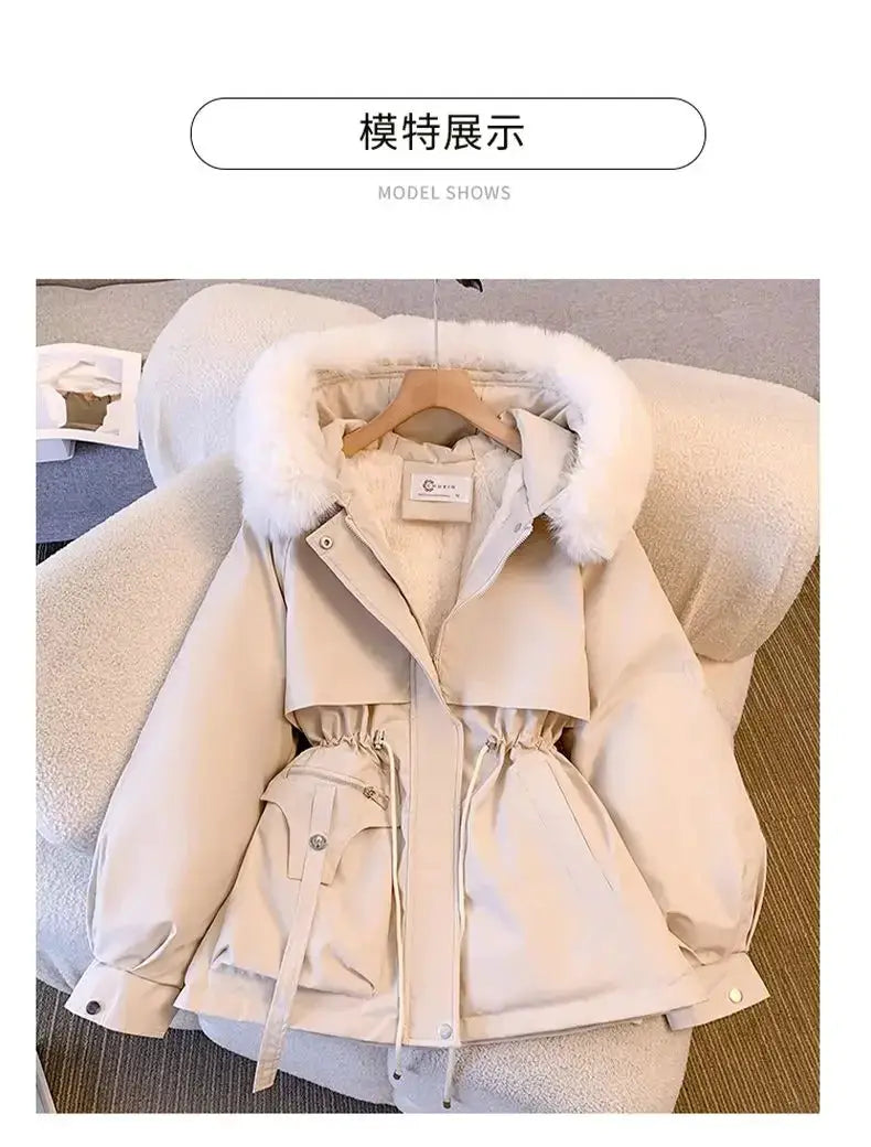 Detachable Pai Overcomes Women's Winter 2026 New Casual Down Cotton Thicken Hooded Coat Female loose Warm Wool Overcoat BAZAARHUBO