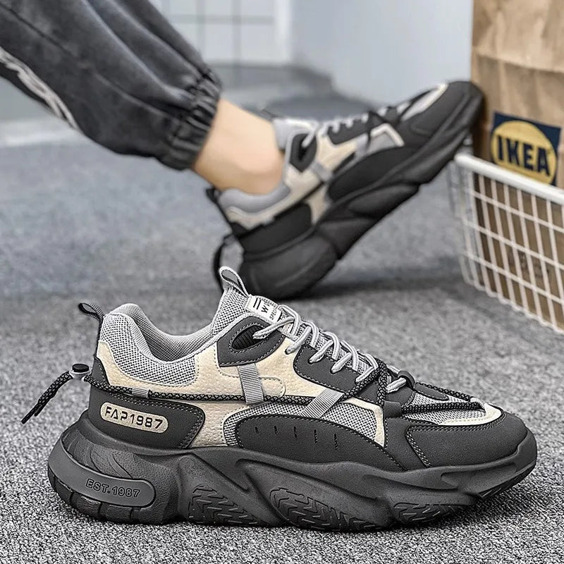 New Summer Mens Sports Running Shoes Casual Versatility Breathable Heightened Sneakers Comfortable Lace-up Shoes Tenis Masculino