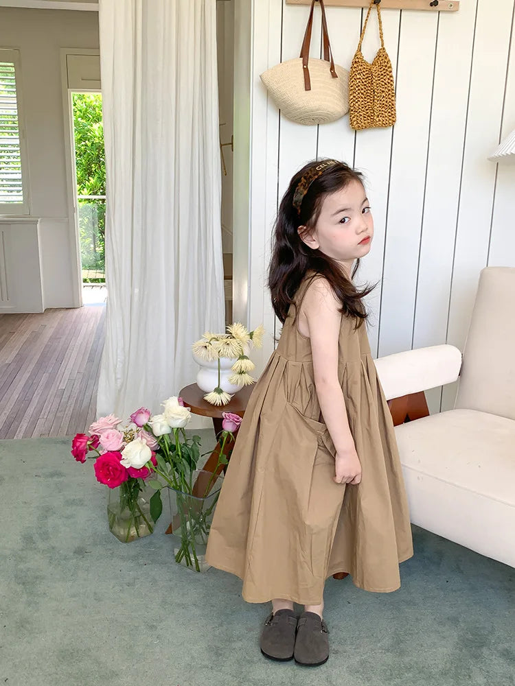 Girls Casual Dresses Girls' Dresses with Large Hemlines Sleeveless Casual Kids Dresses for Girls 2 To 8 Years Princess Dress