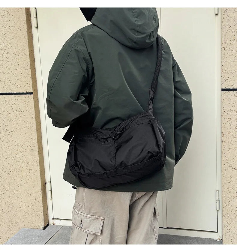 Outdoor Portable Crossbody Bags for Men and Women Commuter Waterproof Youth Shoulder Bag Solid Color Lightweight Female Tote
