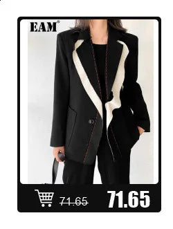 [EAM] High Elastic Waist Black Pleated Long Wide Leg Trousers New Loose Fit Pants Women Fashion Tide Spring Summer 2026 1U320
