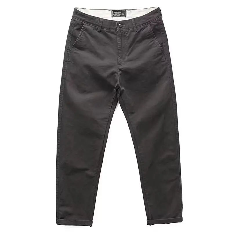Casual Pants Men Solid Vintage Fashion Spring Autumn Harajuku Japanese Style All-match Straight Trousers New Pockets High Street
