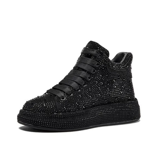 Hot Top Quality Winter Warm Fur Sneakers Sexy Women Skate Shoes New Rhinestone High Top Board Shoes Shiny Women's Casual Shoes