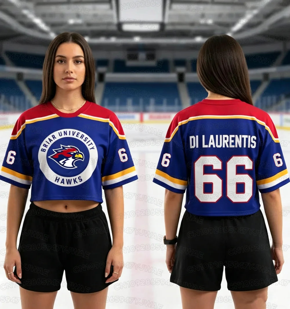 Summer Women's Off Campus Briar University Graham 44 DI LAURENTIS 66 Crop Top Football Jersey Short Sleeve Crop T-shirt Tops