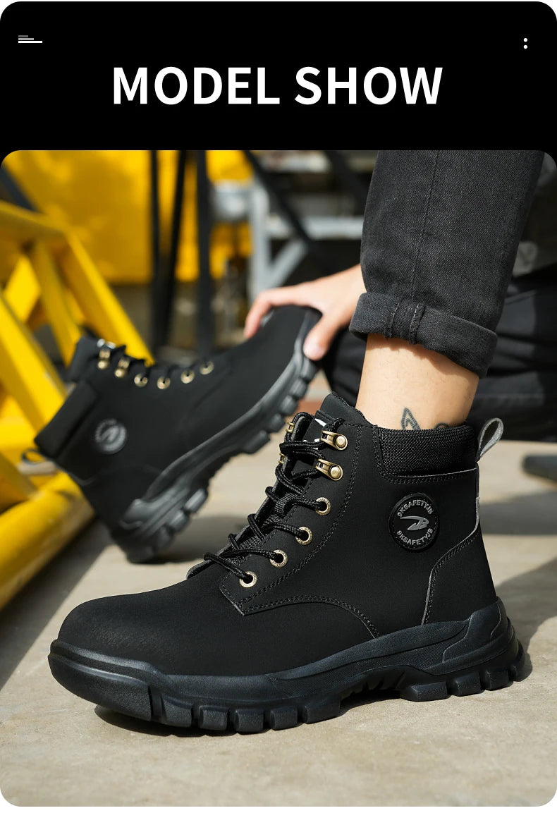 Men Protective Boots Steel Toe Shoes Anti-Smash Anti-Puncture Work Boots Safety Shoes Indestructible Winter Boots Waterproof