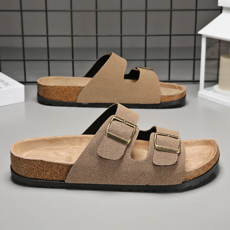 Brand Men Women Sandals Summer Designer Couple Cork Clogs Sandals Luxury Classic Unisex Mules Beach Slide With Adjustable Buckle