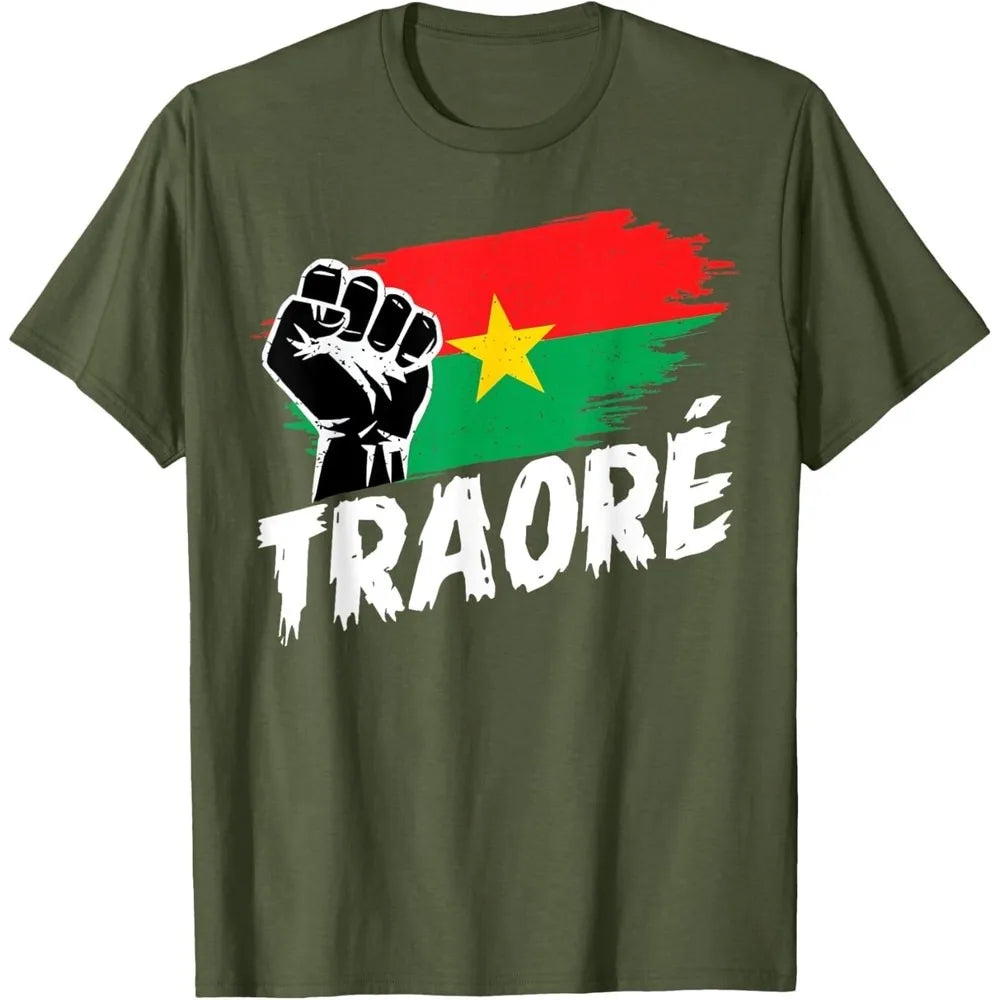 Burkina Faso- Ibrahim Traoré/ Thomas Sankara Burkina Faso Flag African T-Shirt Casual for Daily Wear and Casual Outings
