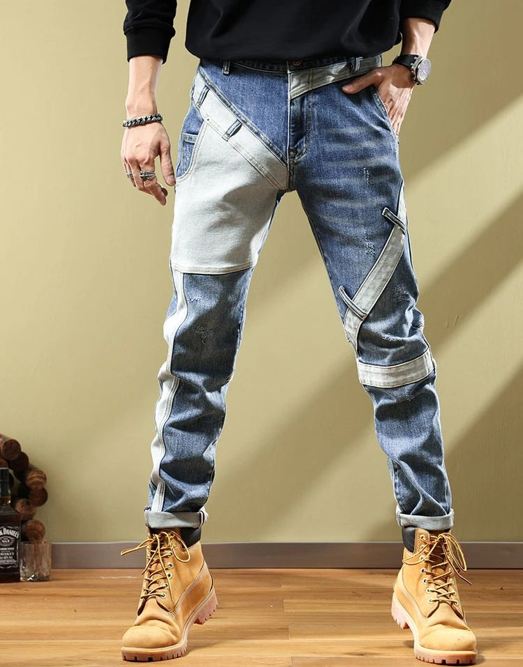 Jeans for Men Tapered Harem Mens Cowboy Pants Stylish Trousers Slim Fit Boot Cut Luxury Casual Loose Stretch Harajuku Elastic Xs