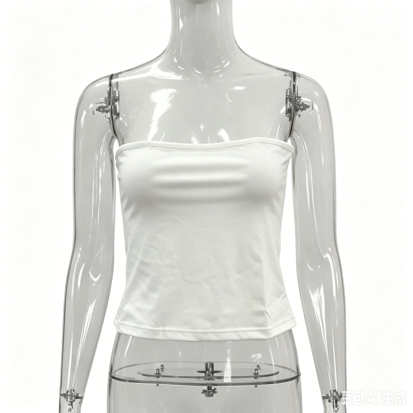 European and American summer fashion sexy exposed navel short style strapless shoulder solid color top women's clothing