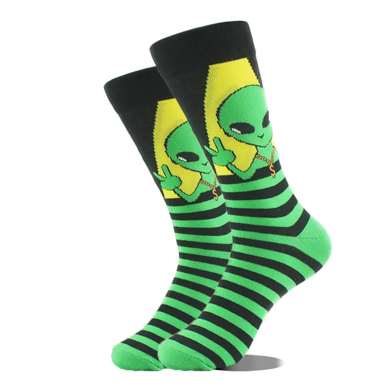 Cool Design Avocado Crew Socks Men Creative Eye Guitar Bus Pattern Sokken Duck Cat Fox Otter Animals Divertidos Chaussette Sox