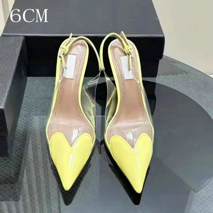 2025 New PVC European Style High Heels Women'S Summer Pointed Toe Runway Sandals Party Shoes
