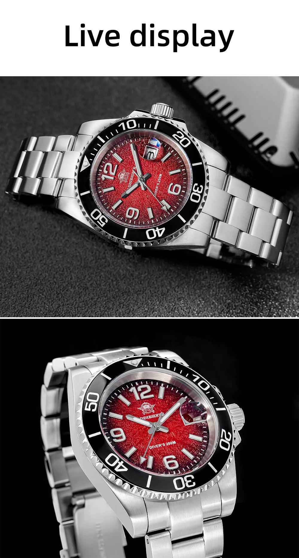 ADDIESDIVE 41mm Watches Japan 2115 Quartz Movement Luminous 200m Waterproof Dive Ceramic Bezel 316L Stainless Steel Man Watches