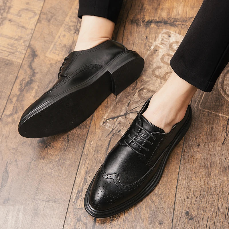 High Quality Brogues Leather Shoes Men Classic Men's Dress Shoes Formal Office Wedding Shoes For Men Casual Business Shoes