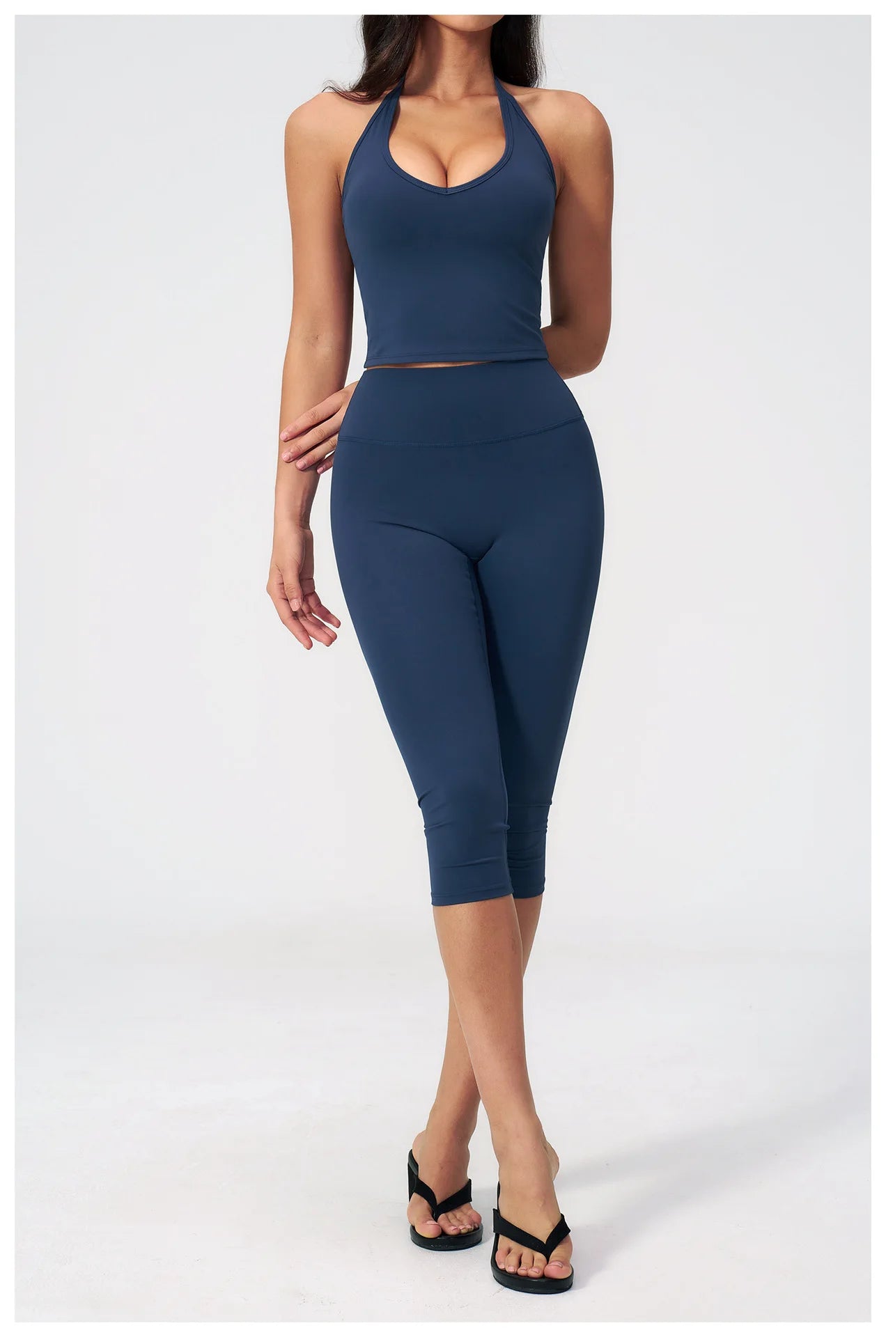 Sports Set Two Pieces Yoga Set Women's Sports Set Quick Drying Short Sleeve Fitness Set Gym Running Slim Capri Pants Sportswear
