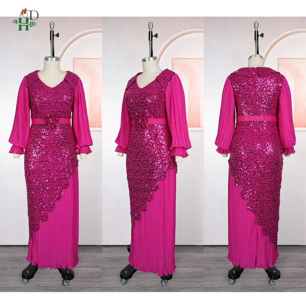 H&D 2026 Fashion African Party Dresses For Women Dubai Ankara Wedding Evening Gown Plus Size Elegant Turkey Muslim Maxi Dress
