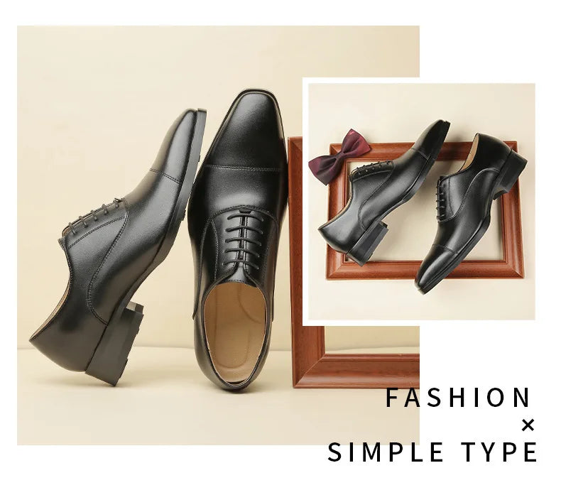 Genuine Leather Mens Dress Shoes Black Formal Social Shoe Male Business Wedding Derby for Man Luxury Italian Oxford Loafers 2024