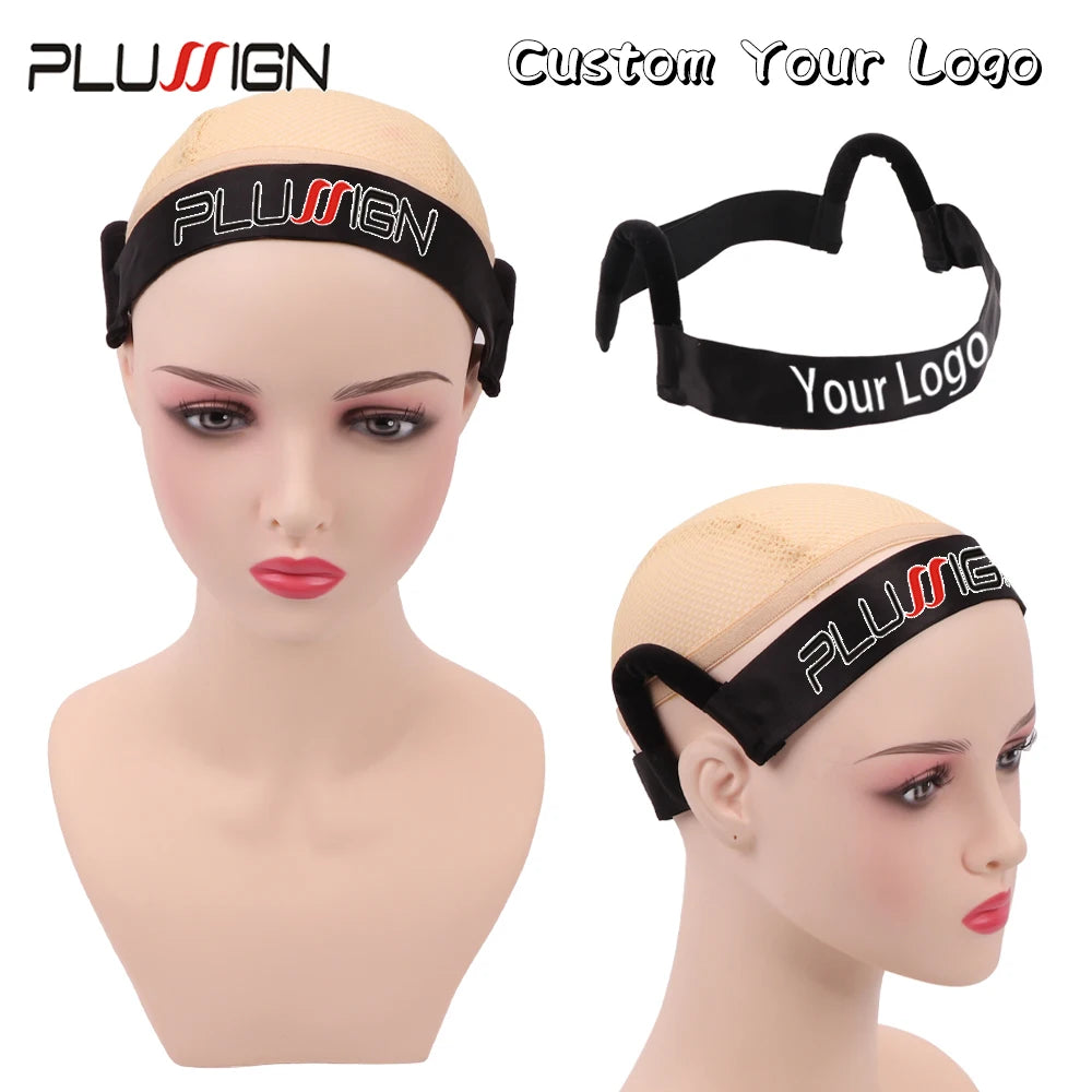 Custom Logo Reusable Satin Elastic Wig Band C Shaped Lace Melting Band Edge Control Painless Adjustable Band Hair Styling Tools