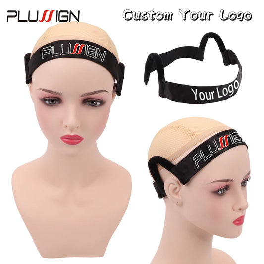 Custom Logo Reusable Satin Elastic Wig Band C Shaped Lace Melting Band Edge Control Painless Adjustable Band Hair Styling Tools