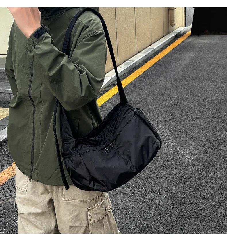Outdoor Portable Crossbody Bags for Men and Women Commuter Waterproof Youth Shoulder Bag Solid Color Lightweight Female Tote