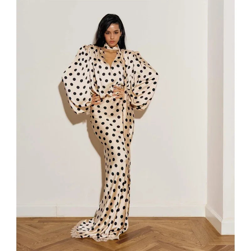 Polka Dot Polka Dot Skirt 2 Piece Set Women Elegant Scarf  Long Sleeve Shirts Suit Spring Lady Fashion Commucate Outwear 2026