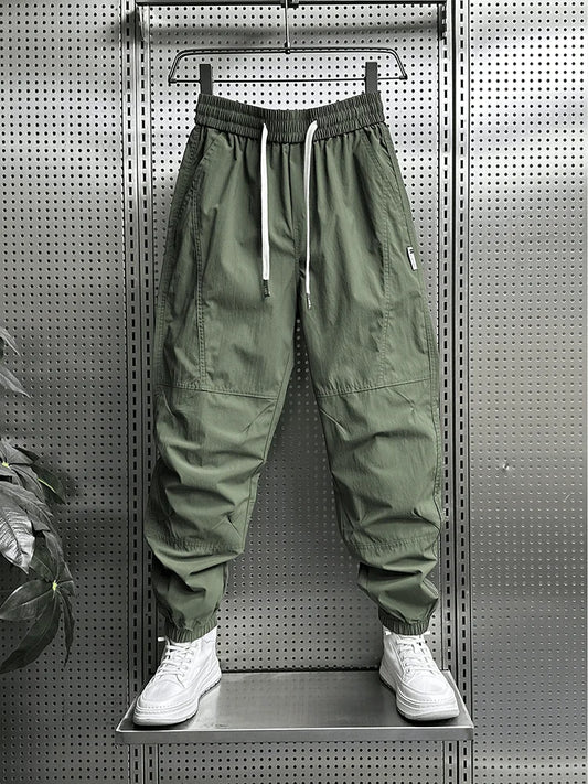 Summer Fashion New Men Breathable Casual Trousers Loose Tying Feet Versatile Simple Solid Color Harem Pants