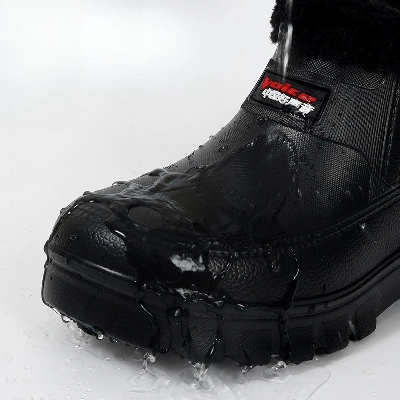 Winter Men's Rain Boots Plush Thickened Womens Snow Boots Plus Size Car Washing Shoes Waterproof Keep Warm Men Boots Women Shoes